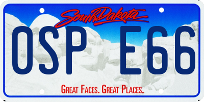SD license plate 0SPE66