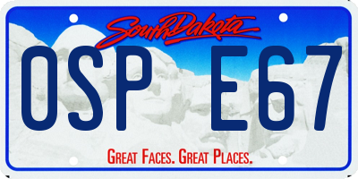 SD license plate 0SPE67