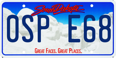 SD license plate 0SPE68