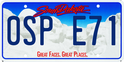 SD license plate 0SPE71