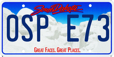 SD license plate 0SPE73