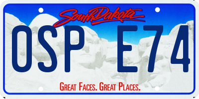 SD license plate 0SPE74