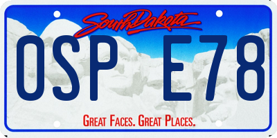 SD license plate 0SPE78