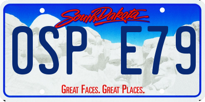 SD license plate 0SPE79