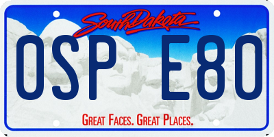 SD license plate 0SPE80