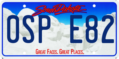 SD license plate 0SPE82