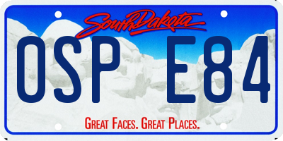 SD license plate 0SPE84