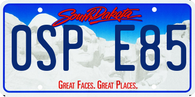 SD license plate 0SPE85