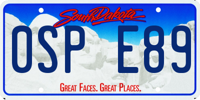 SD license plate 0SPE89