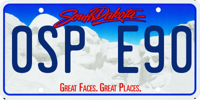 SD license plate 0SPE90