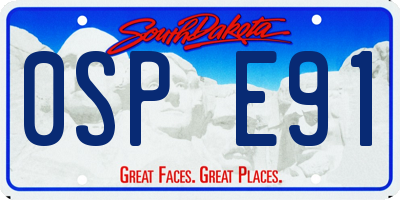 SD license plate 0SPE91