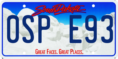 SD license plate 0SPE93