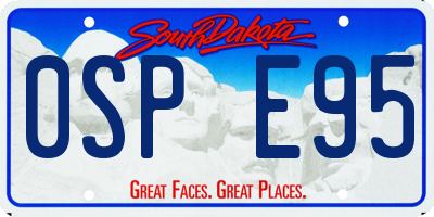 SD license plate 0SPE95