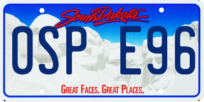 SD license plate 0SPE96
