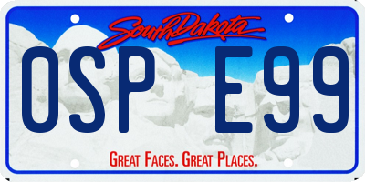 SD license plate 0SPE99