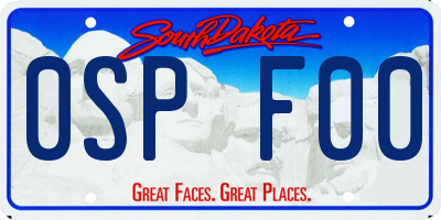 SD license plate 0SPF00