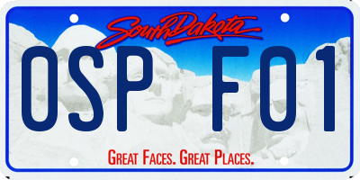 SD license plate 0SPF01