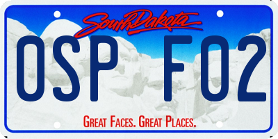 SD license plate 0SPF02