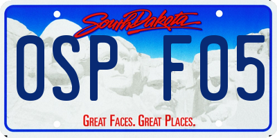 SD license plate 0SPF05