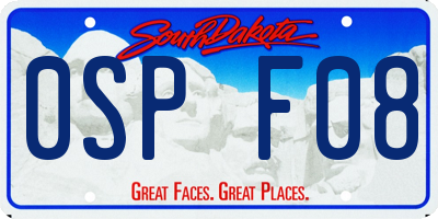 SD license plate 0SPF08