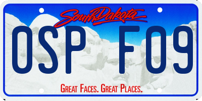 SD license plate 0SPF09
