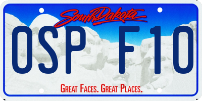 SD license plate 0SPF10