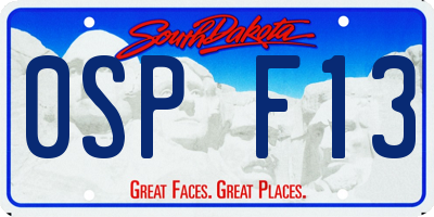 SD license plate 0SPF13