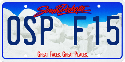 SD license plate 0SPF15