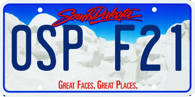 SD license plate 0SPF21