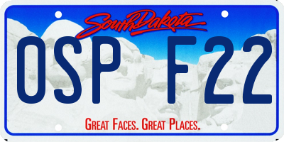 SD license plate 0SPF22