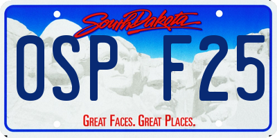 SD license plate 0SPF25