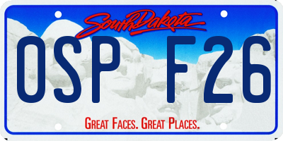 SD license plate 0SPF26
