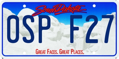 SD license plate 0SPF27