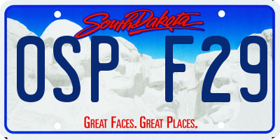 SD license plate 0SPF29