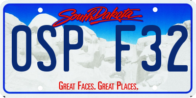 SD license plate 0SPF32