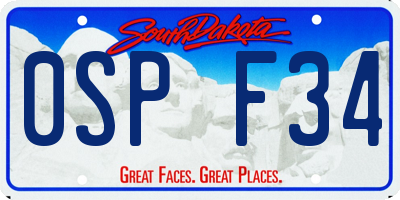 SD license plate 0SPF34