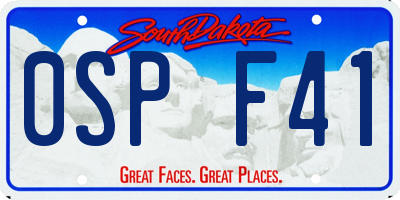 SD license plate 0SPF41