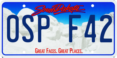 SD license plate 0SPF42