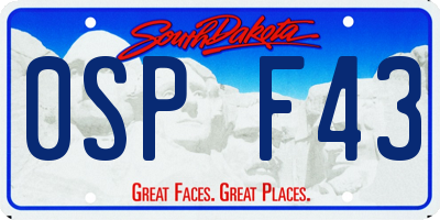 SD license plate 0SPF43
