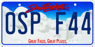 SD license plate 0SPF44