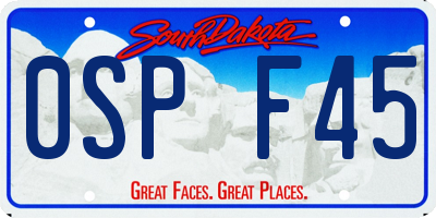 SD license plate 0SPF45
