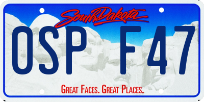 SD license plate 0SPF47