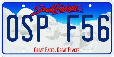 SD license plate 0SPF56