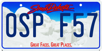 SD license plate 0SPF57