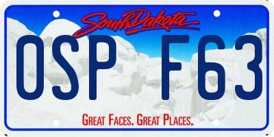 SD license plate 0SPF63