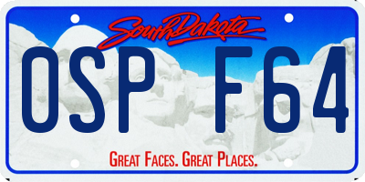 SD license plate 0SPF64