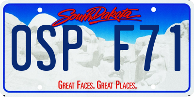 SD license plate 0SPF71