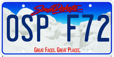 SD license plate 0SPF72