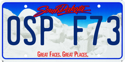 SD license plate 0SPF73