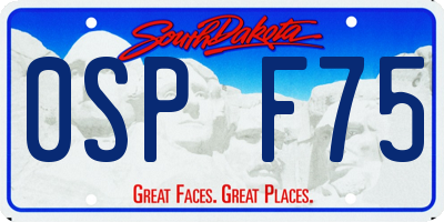 SD license plate 0SPF75